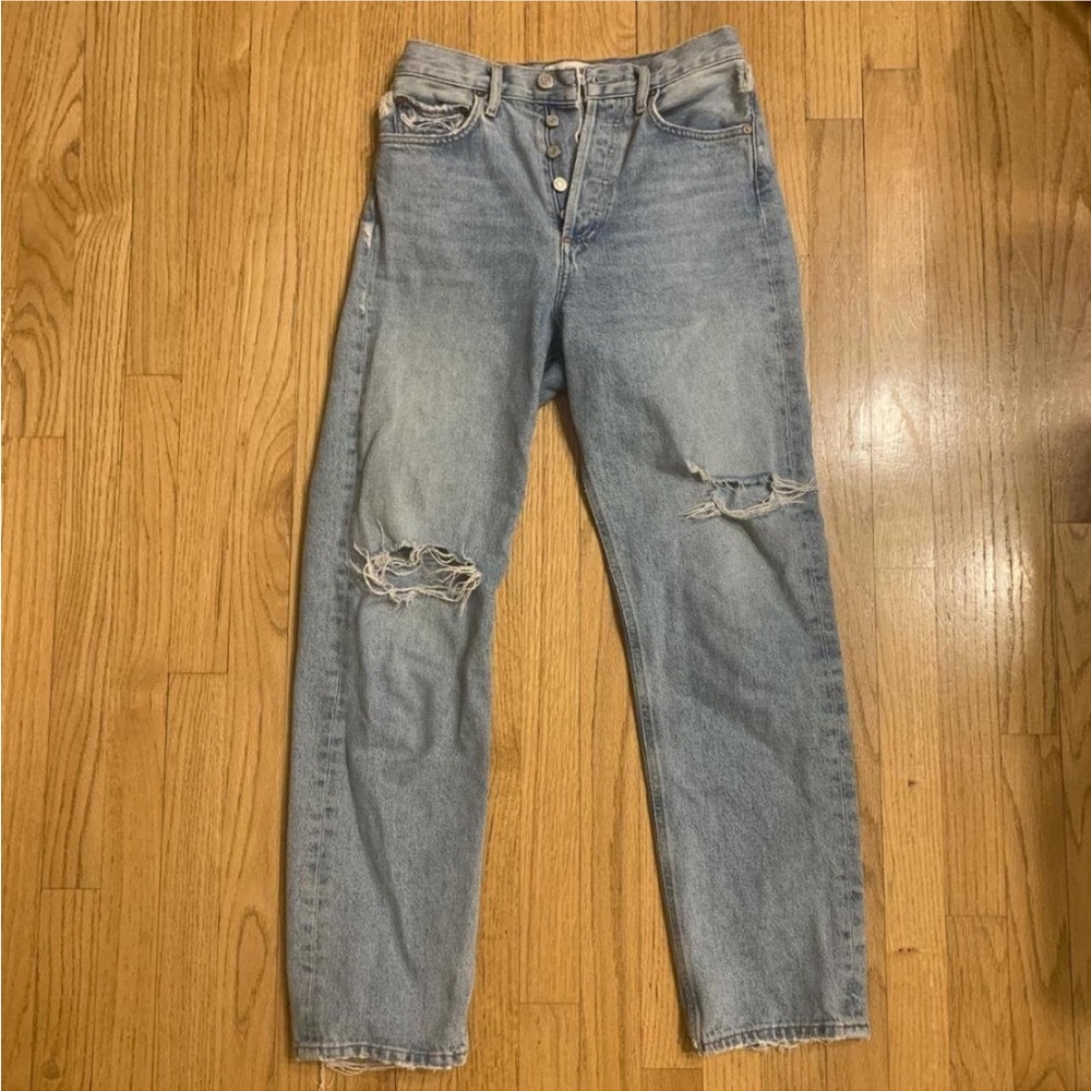 Agolde Light Blue Distressed Boyfriend Jeans